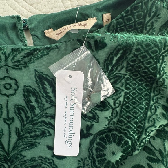 Soft Surroundings Vanetta Velvet Top Emerald 2X NWT - Picture 7 of 12